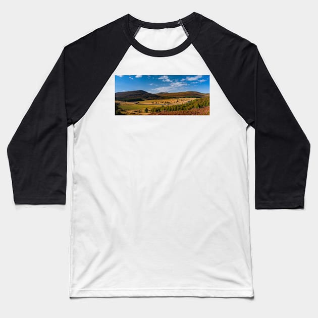 Panorama of Glen Shee in Perthshire, Scotland Baseball T-Shirt by Dolfilms